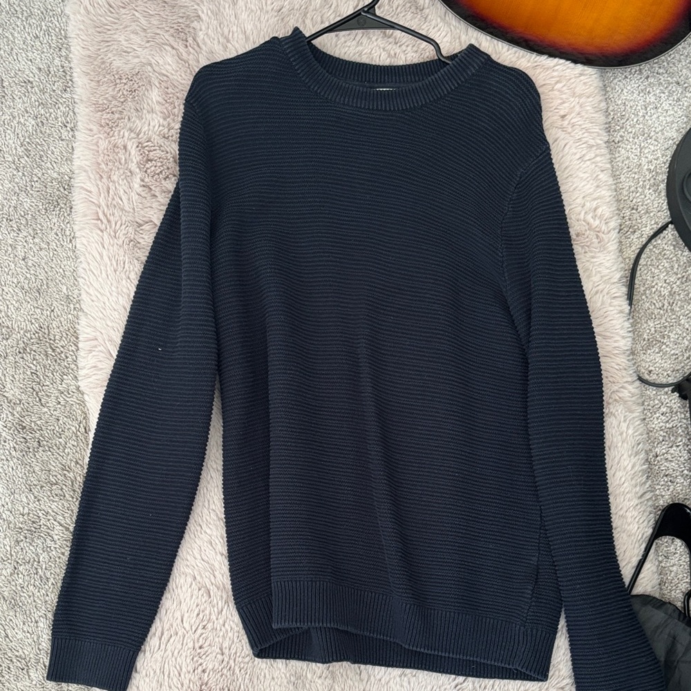 H&M Navy Ribbed Knit Sweater